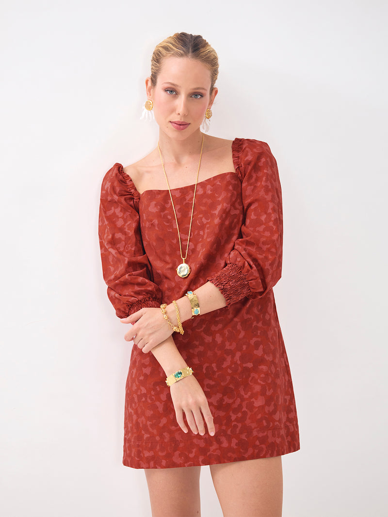 Vestido Manga Bufante Curto Oncinha