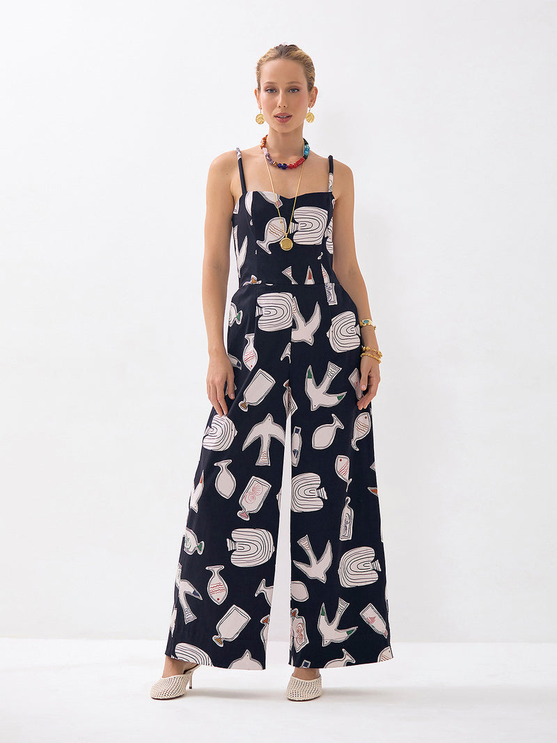 Macacão Pantalona Preto Egeu