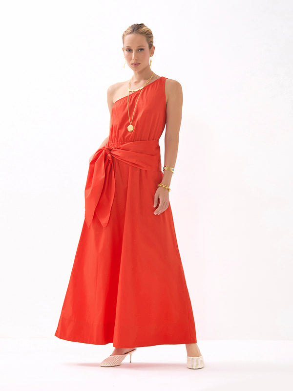 Vestido Ombro Único Flame com faixa